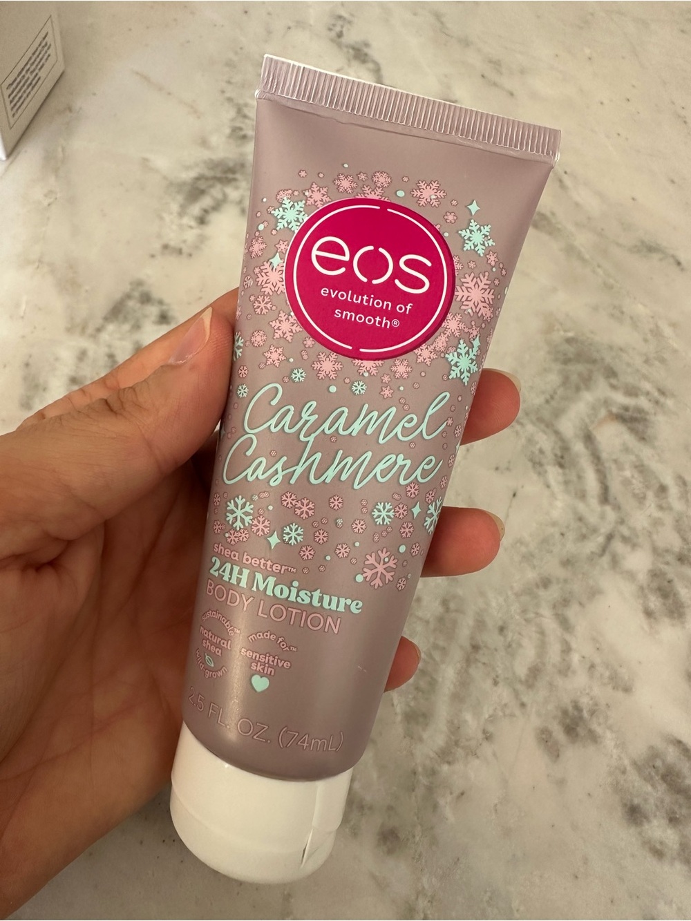 eos Caramel Cashmere Body Lotion - Mauve Pink & White